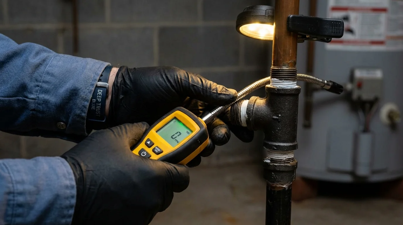 Gas leak detection with electronic sniffer by Johns Plumbing LLC in Peoria